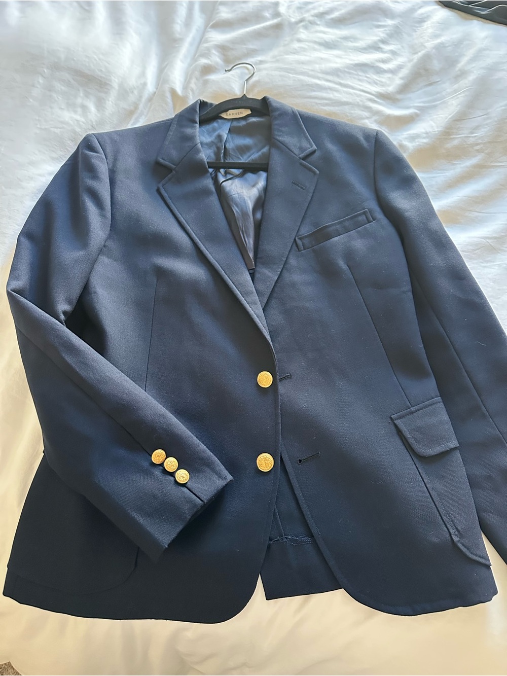 Vintage Carven Paris Navy Club Blazer with GOLD CREST BUTTONS